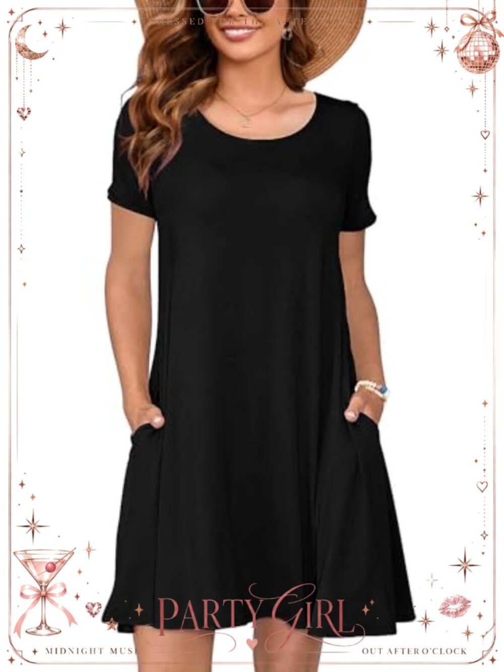 Women's Summer T-Shirt Swing Dress Short Sleeve Crewneck Casual Sundress with